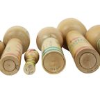 Lot Van 12 Grote Kokeshi Poppen Naruko Handgeschilderd Hout Japan thumbnail 9