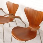 2 Vintage Vlinderstoelen Van Arne Jacobsen Voor Fritz Hansen Model 3207 Teak thumbnail 7
