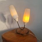 Zeldzame Jaren 50 Teak Melkglas Tafellamp Vintage Design thumbnail 4