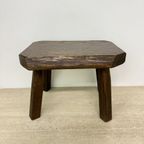 Brutalist Solid Oak Wooden Side Table , 1970S thumbnail 3