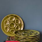 Niderviller Set Van 6 Vintage Oesterborden Diep Groen thumbnail 6
