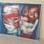 Vintage Origineel Schilderij, "dubbelportret", M.w. Hendeiks thumbnail 9
