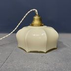 Vintage Beige Glazen Hanglamp Met Messing Armatuur thumbnail 13