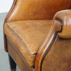 Grote, Vintage Schapenleren Oorfauteuil In Engelse Stijl Met Mooie Diepe Kleuren thumbnail 14