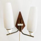Mid-century Deens Design Dubbele Wandlamp Teak 1960’s thumbnail 7