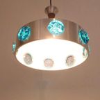 Deense Vintage Hanglamp Aluminium Blauw Glas thumbnail 11