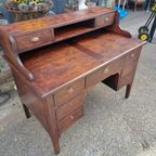 Antiek Eikenhouten Bureau, Schrijftafel, Wandconsole thumbnail 2