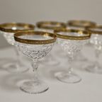 Vintage Champagnecoupes Loodkristal Drache Modell Gouden Randje (Set Van 6) thumbnail 2