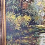 Bos Landschap Schilderij J. De Borge Olieverf Canvas Lijst thumbnail 8