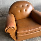 Pair Of Interbellum Club Sofa'S In Cognac Brown And Jet Black Colour. thumbnail 7