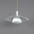 Belid Deense Hanglamp Zilver Met Melkglas, 1980S thumbnail 3