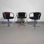 3 X Mid Century Tube Frame Chairs ( Turnable ) Corduroy Upholstery. thumbnail 10