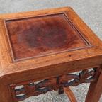 Oosterse Houten Bijzettafel Nachtkastje Plantentafel thumbnail 7