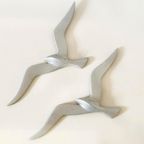 Set Van 2 Vintage Wandvogels Alluminium Geen Messing Vogels thumbnail 2