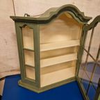Olijfgroene Vintage Vitrinekast Wandkastje Vitrine Klassieke thumbnail 6