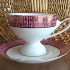 Prachtige Vintage Jaren 60 Kop En Schotel Mayer Wiesau Bavaria In Roze En Goud thumbnail 2