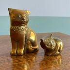 2x Vintage Messing Poezen Katten thumbnail 3