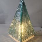 French Glass Pyramid Shaped Sculptured Table Lamp, 1970S thumbnail 2