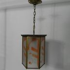 Art Deco Hanglamp Met 6 Glasplaatjes thumbnail 4