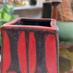 Fat Lava Fatlava Germany Vaas Vaasje Rood Bruin Vintage thumbnail 6