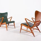 Architectural Swedish Mid-century Modern Armchairs By Axel Larsson, 1950’s thumbnail 4