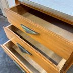 Vintage Mini Houten Ladekast Met Formica Blad thumbnail 6