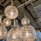 Vintage Kroonluchter 70s Chroom Met 7 Glazen Bollen thumbnail 6