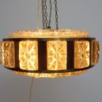 Deense Hanglamp | Vintage | Amberkleurig Glas | Wengé thumbnail 2