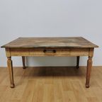 Oude Frans Houten Boeren Eettafel, Keukentafel, Tafel, Tuintafel thumbnail 2