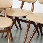 Set Van 4 Teakhouten Jaren ’60 Vintage Design Scissor Chairs Van Louis Van Teeffelen thumbnail 11