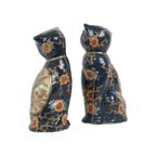 Vintage Chinees Porselein Koppel Katten Poezen Beelden Raku thumbnail 9