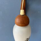 Teakhouten Wandlamp - Deense Opaline Glazen Wandlamp - Mid Century Sconce thumbnail 11