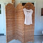 Vintage Rotan Kamerscherm, Roomdivider, Scherm Met 3 Luiken thumbnail 8