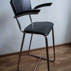 Vintage Kinder Kappersstoel 1950 Gispen Stijl Chroom & Zwart Barber Chair Children thumbnail 11