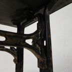 Industriele Tafel, Tuintafel Met Hardsteen Plaat Op Gietijzeren Frame, Jaren 30 thumbnail 25