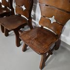 4 X Brutalist Oak Dining Chairs / 60's thumbnail 10