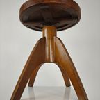 Art Deco Verstelbare Pianokruk Met Leren Zitting – Ca. 1920 thumbnail 2