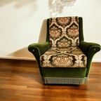 Vintage Mosgroene Fauteuil / Eenzit thumbnail 5