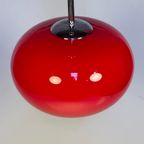 Glazen Rode Hanglamp Met Chromen Armatuur, 1980'S thumbnail 9