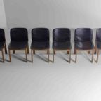 Mid-century Set Van 6 Lederen Eetkamerstoelen Door Arfa & Tobia Scarpa, 1970 thumbnail 15