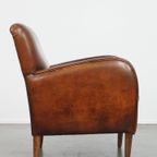 Karaktervolle Schapenleren Fauteuil/ Armchair Met Een Mooi Patina En Warme Kleuren thumbnail 4