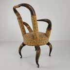 Zeldzame, Zeer Decoratieve 19E-Eeuwse Stierenhoornfauteuil (1870) thumbnail 14