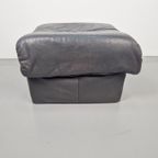 Vintage Cinna Ligne Roset Zwart Leren Voetenbank Poef France thumbnail 3