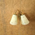 Wandlamp Goudkleur En 2 Glazen Kappen Vintage thumbnail 4