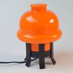 Scandinavische Oranje Glazen Tafellamp In Paddestoelstijl Van Ledungs, Zweden Jaren 70 thumbnail 4