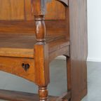 Antieke Houten Bank Met Een Hoge Rug En Leuke Details Uit Eind 19e/ Begin 20e Eeuw thumbnail 7