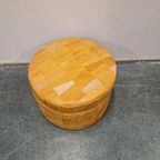 Vintage Poef Voetenbank Camel Leren Opbergbox Retro Poef thumbnail 8