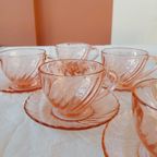 Vintage Rosaline Kop En Schotel France Roze Persglas thumbnail 7