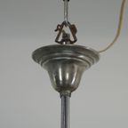 Vintage Voornamelijk Blauwe Art Deco Design Hanglamp Met Mooi Geschilderd Glas thumbnail 5