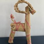 Zweedse Julbock Van Stro Met Rood Wit Lint, Hoog 34 Cm thumbnail 5